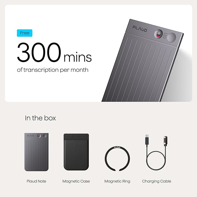 Plaud Note AI Voice Recorder, Voice Recorder w/Case, App Control, Transcribe &
