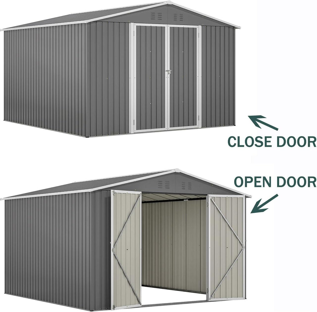 10x10 ft storage sheds & outdoor storage shown in use