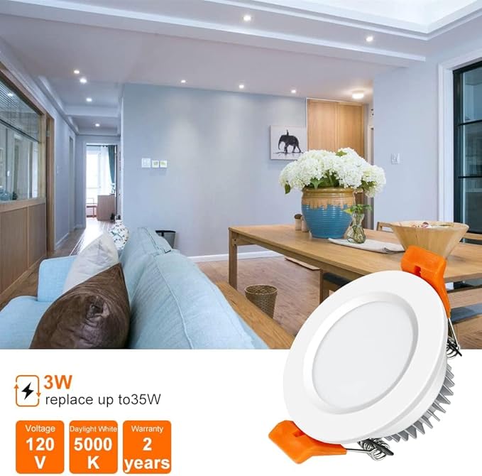 inShareplus 6 Pack 2 Inch LED Recessed Lighting, Downlight Dimmable 3W