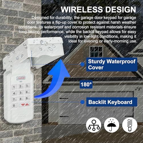 for Genie Garage Door Opener keypad & Remote Replacement, for All Genie/Overhead/Intellicode/DIP Switch Garage Door Openers, Wireless Keypad Keyless Entry, for Model GK-R/OKP-BX etc. Safe&SecureAccess
