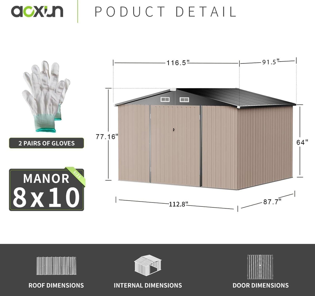 aoxun 10x8 ft shed outdoor storage shed with shown in use