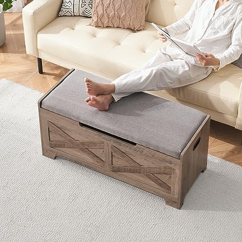 GAOMON 39.4" Storage Chest, Storage Bench with Safety Hinge