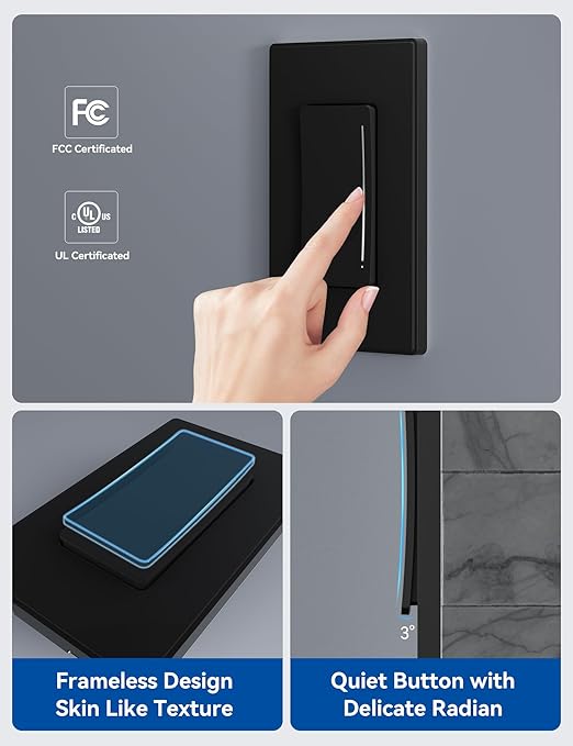 ELEGRP Smart Dimmer Light Switch DTR10, Single Pole Setup, 2.4GHz Wi-Fi Touch (6 Pack)