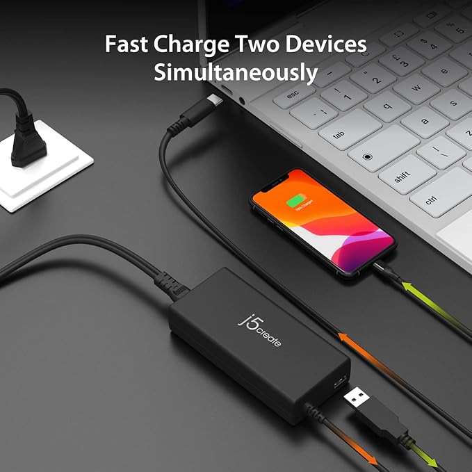 j5create USB Type C Super Charger PD 90W + USB Type A 10W Fast Charging