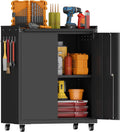 Metal Garage Storage Cabinet with Wheels, Lockable Rolling Tool Cabinet