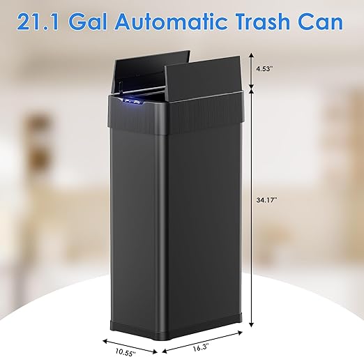 TLSUNNY 21.1 Gallon Automatic Trash Can, Stainless Steel Motion Sensor Garbage