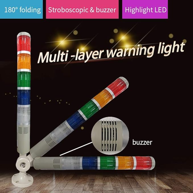 YJINGRUI 5 Stack LED Signal Tower Light, Industrial Flashing LED Warning Light