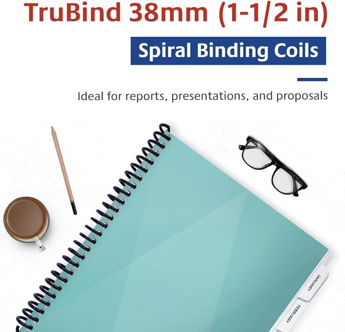 TruBind 38mm Spiral Binding Coils (50 Pack)