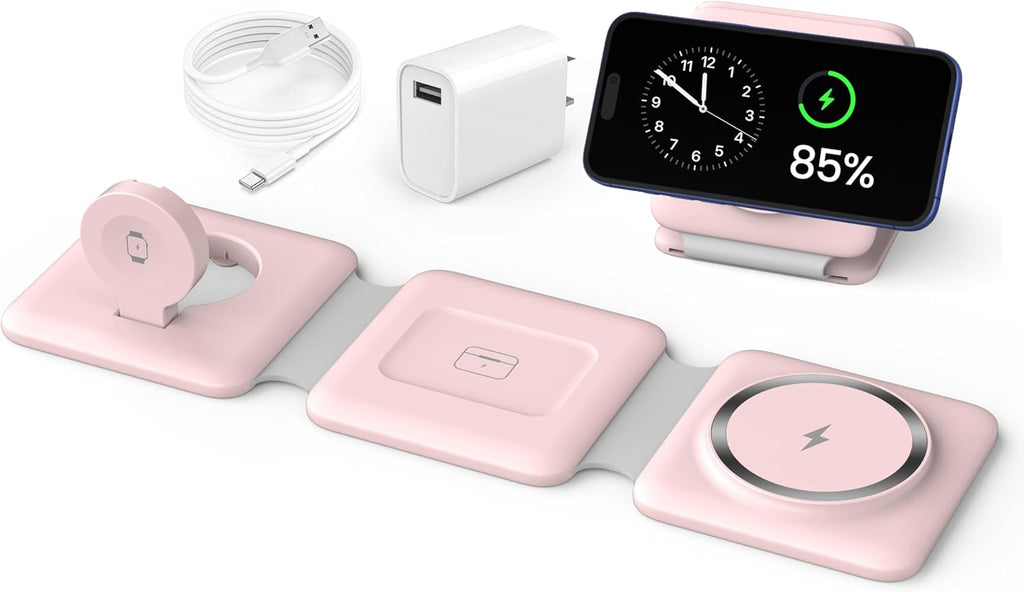 Charging Station for Apple Multiple Devices: 3 in 1 Foldable Magnetic Wireless