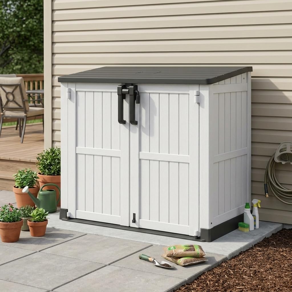 Bifanuo 36 Cu Ft Resin Outdoor Storage Shed, Horizontal Storage Cabinet