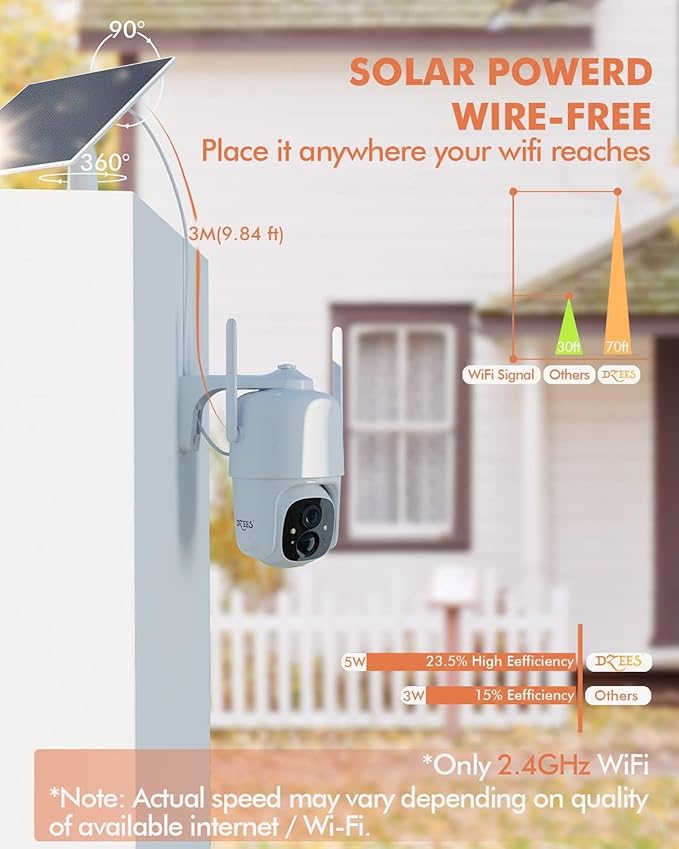 Dzees Solar Security Cameras Wireless Outdoor, 2K Battery Powered Security (4 Pack)