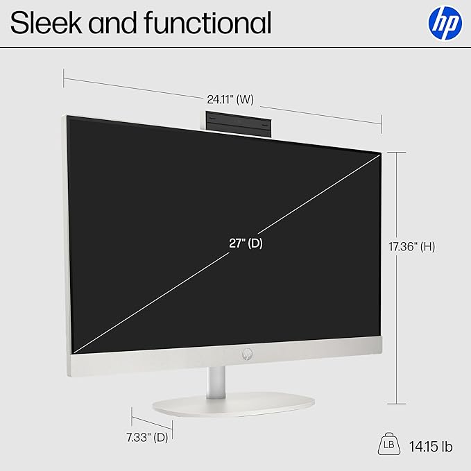 HP 27" FHD Touchscreen All-in-One Desktop Computer, 16GB DDR5 RAM 512GB SSD
