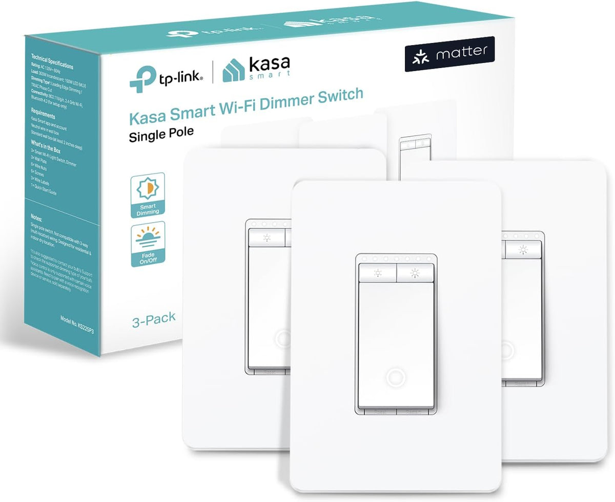Kasa Smart Kasa Matter Smart Dimmer Switch: Voice Control w/Siri, Alexa &