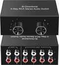 Y.D.F 4-Way Bi-Directional RCA Switch, HiFi AV L/R Sound Channel 2 in 4 Out or