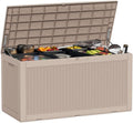 120 Gallon Waterproof Large Resin Deck Box, Lockable Storage Container for Patio Cushions, Garden Tools, Indoor & Outdoor (Brown)
