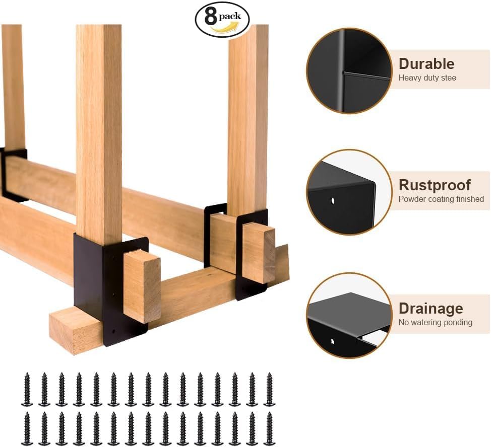 adjustable firewood log storage rack bracket, side view