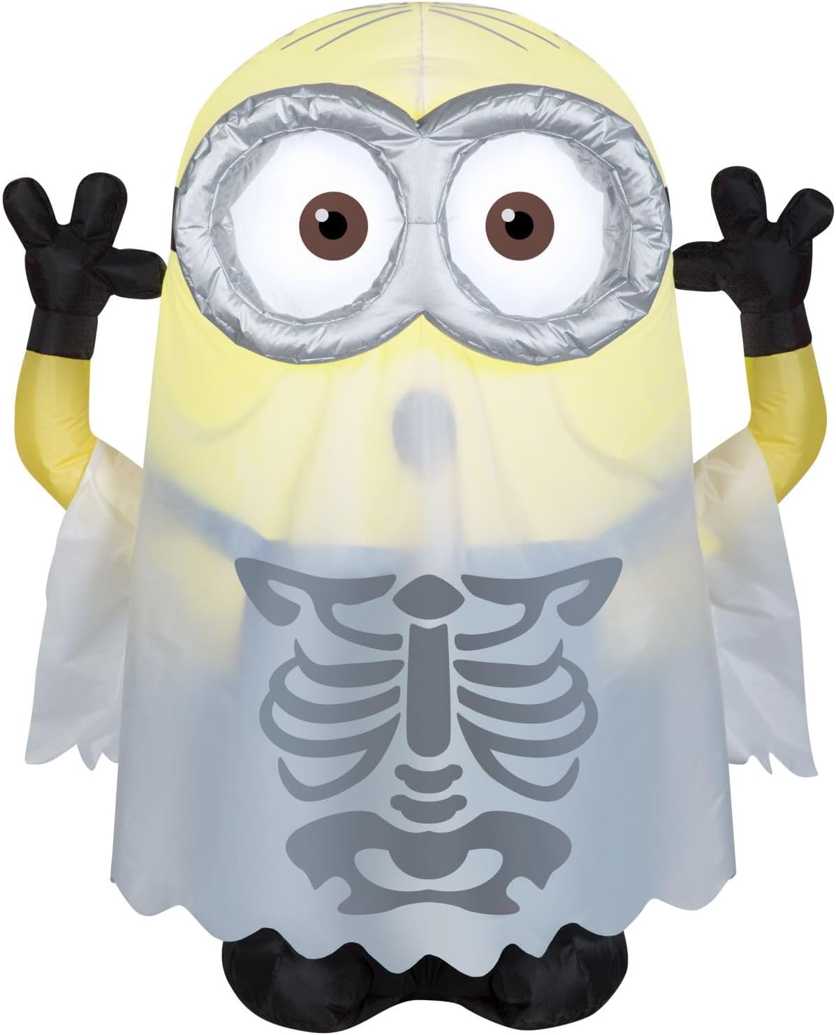 Gemmy 3.5 Ft Minion Dave in Ghost Skeleton Costume Halloween Airblown Inflatable Minions