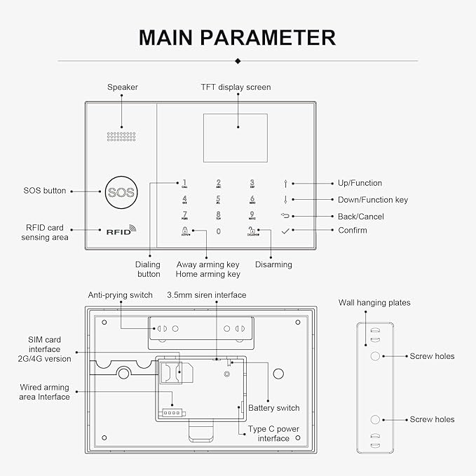LWOHSI Smart Home Alarm, GSM 4G/WiFi Home Security Systems