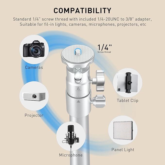 Projector Mount, Height Adjustable 19.5" to 47.5", Space-Saving, Heavy-Duty