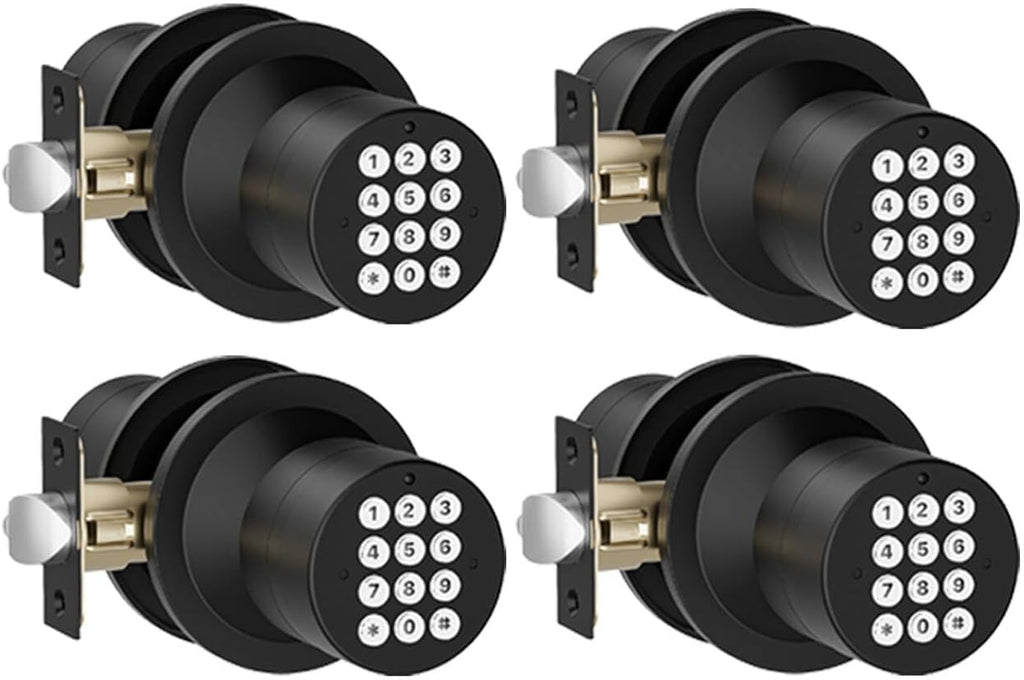HIDALIFE Door Knob with Keypad, Door Knob with Lock, Keyless Entry Door Lock with Code for Front Door Garage Home Apartment, Matte Black 4Pack