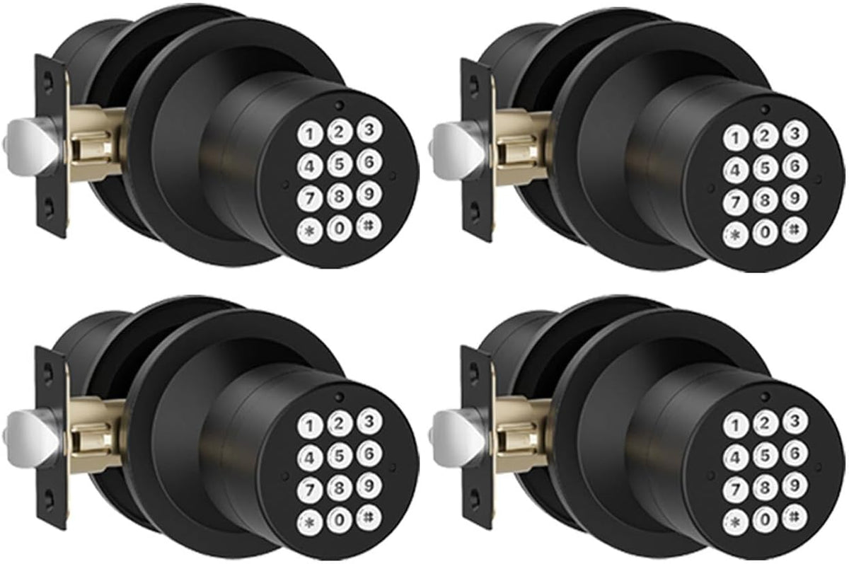 HIDALIFE Door Knob with Keypad, Door Knob with Lock, Keyless Entry Door Lock with Code for Front Door Garage Home Apartment, Matte Black 4Pack