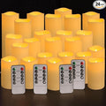 Set of 24 Waterproof Outdoor Flameless Candles, LED Candles with 4 Remote and Timer,(H 4" 5" 6" x D 2.2"),for Halloween Wedding Festiv