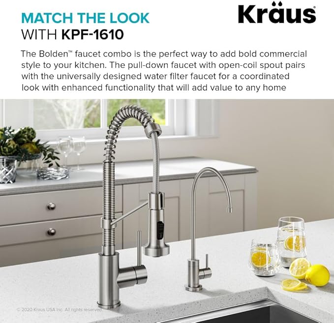 KRAUS Purita 100% Lead-Free Kitchen Water Filter Faucet in Spot Free Stainless