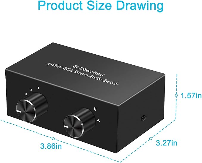 4-Way Stereo Audio Switcher, Bi-Directional Audio Selector Box