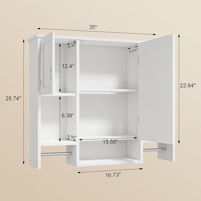 VECELO Bathroom Wall Cabinet
