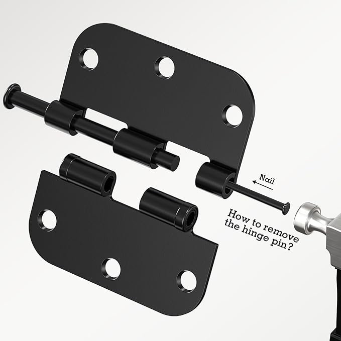 24 Pack Ball Bearing Door Hinges Matte Black 3.5 Inch 5/8"Radius Rounded Squeak