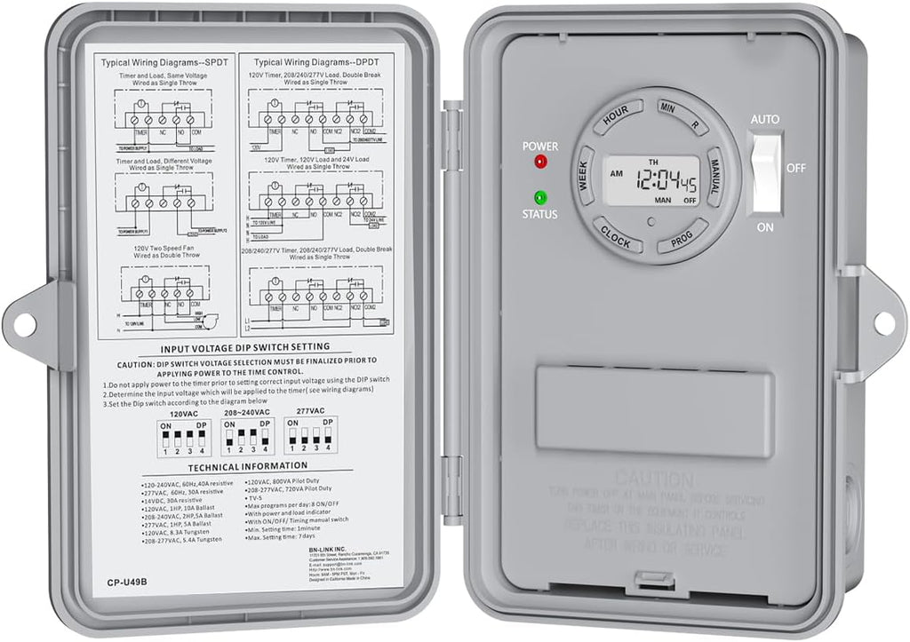BN-LINK Pool Pump Timer, Outdoor Timer Box, Heavy Duty, 2HP 40A Max, 277 VAC