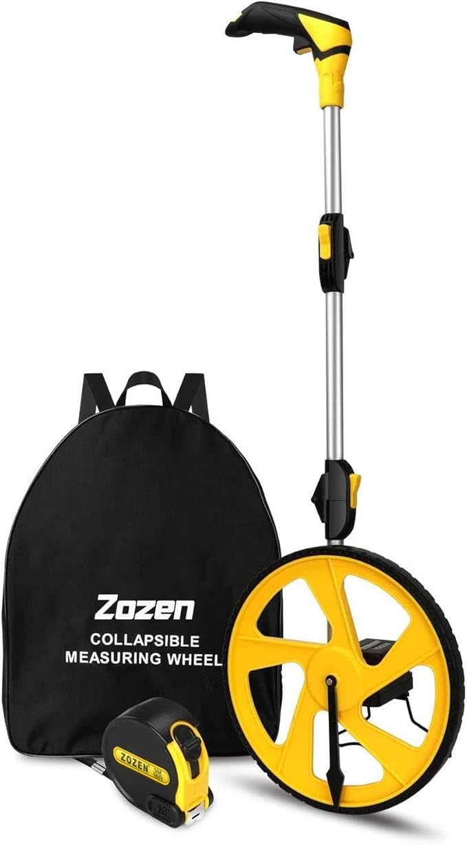 Zozen Measuring Wheel in Feet and Inches, Mechanical/Double Collapsible/One Key