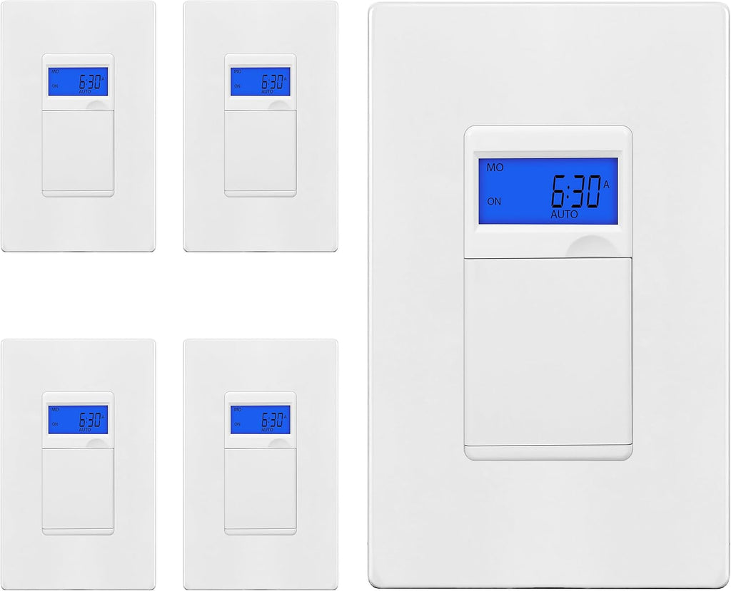 TG 7 Days Digital in-Wall Programmable Timer Switch (5 Pack)