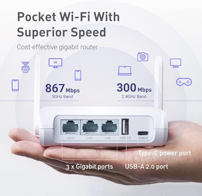 GL.iNet GL-SFT1200 Portable WiFi Travel Router, Mini VPN Wireless Router
