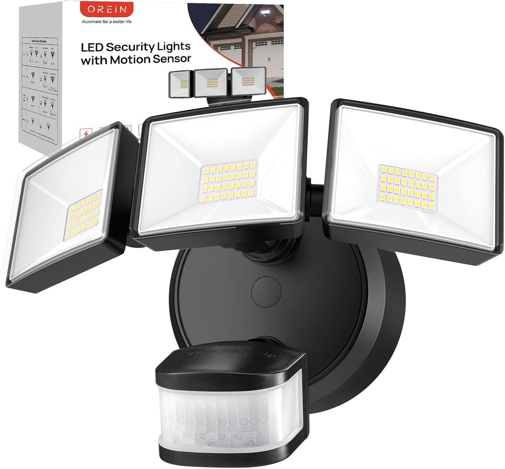 OREiN Motion Sensor Outdoor Flood Light 42W 6500LM, Super Bright LED Security
