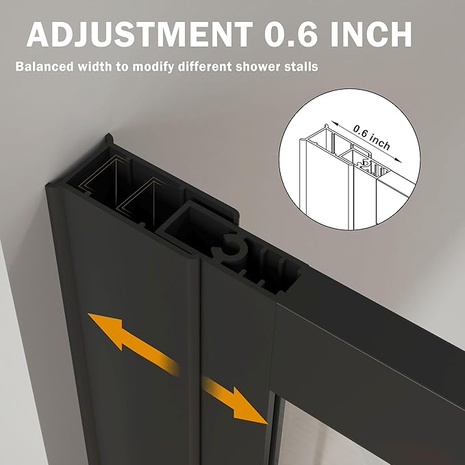Goodyo 34” X 72” Shower Door Tempered Glass Framed Shower Screen Panel (3-Pieces)