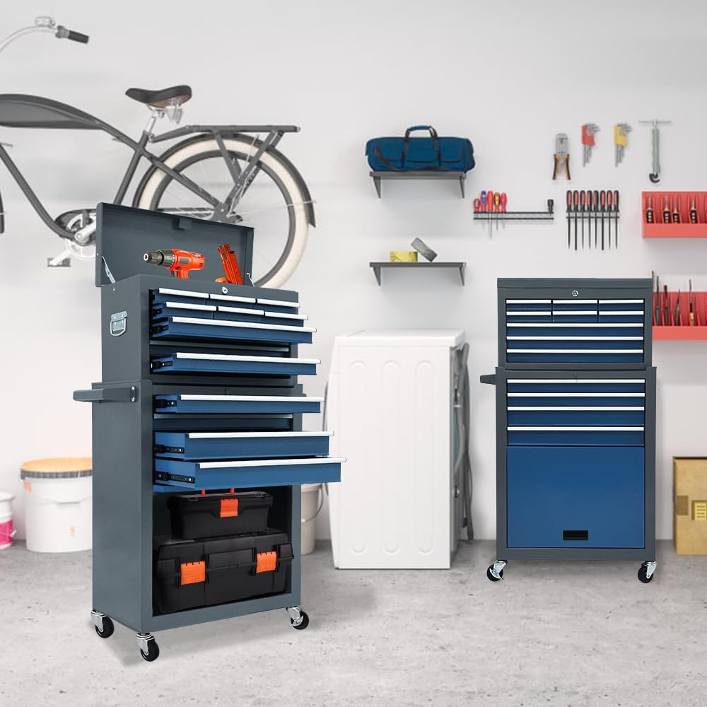 13 drawers tool chest with wheels,large capacity tool shown in use