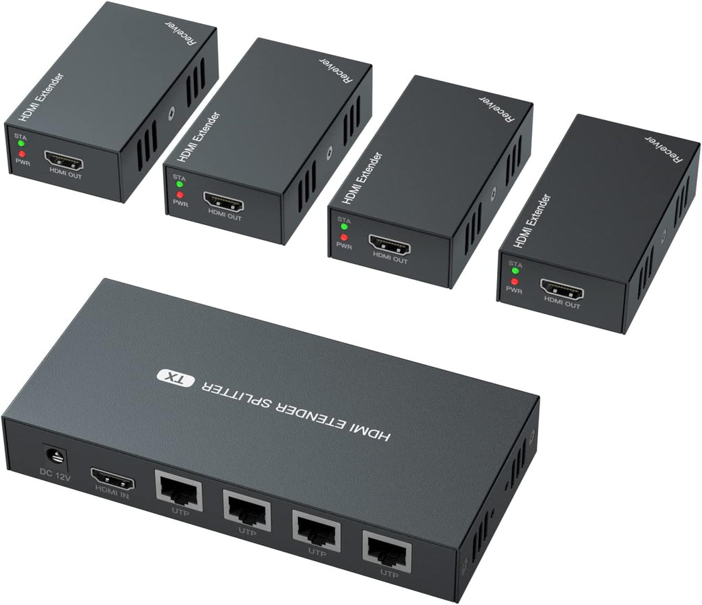 HDMI Extender Splitter 1x4 1080P@60Hz Over Cat 5E/6/7 Ethernet Cable 50m