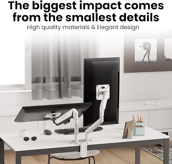 EVEO Premium Dual Monitor Mount 14"-35” Dual Monitor Arm VESA Bracket