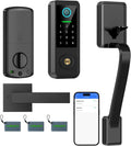 Smart Keyless Entry Door Lock with Handle – Bluetooth Front Door Deadbolt with Fingerprint, App & Keypad Control, Alexa Compatible, Matte Black