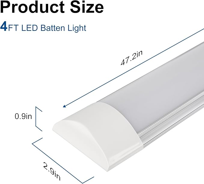 colmeguna 4 Packs 4FT LED Batten Light, Ultra-Thin Ceiling Surface Mounted Light