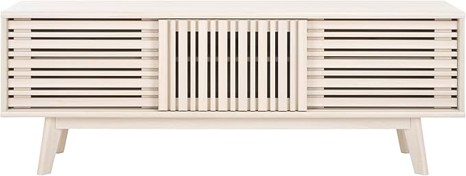 SAFAVIEH ESMA TV Stand for up to 65" Flatscreen – Bleached White, Sliding Doors