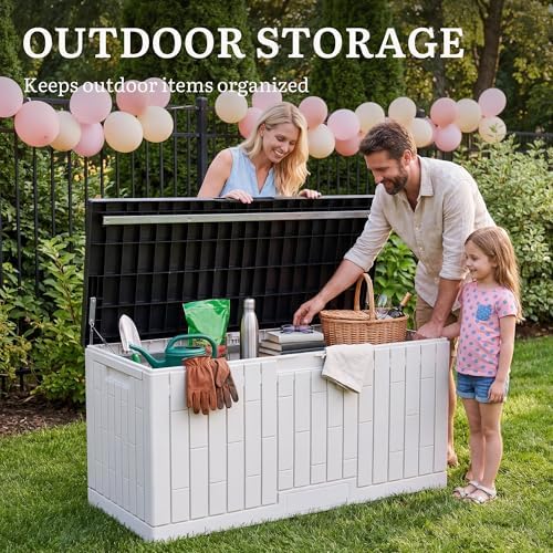 YITAHOME Large Deck Box 120 Gallon Resin Outdoor Storage Box
