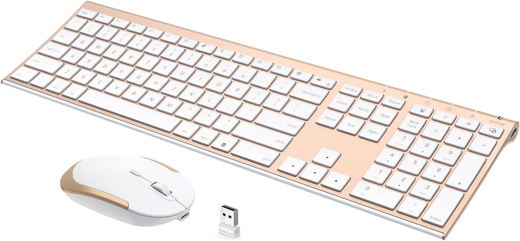 Wireless Keyboard and Mouse, Vssoplor Rechargeable Quiet Full-Size Keyboard and