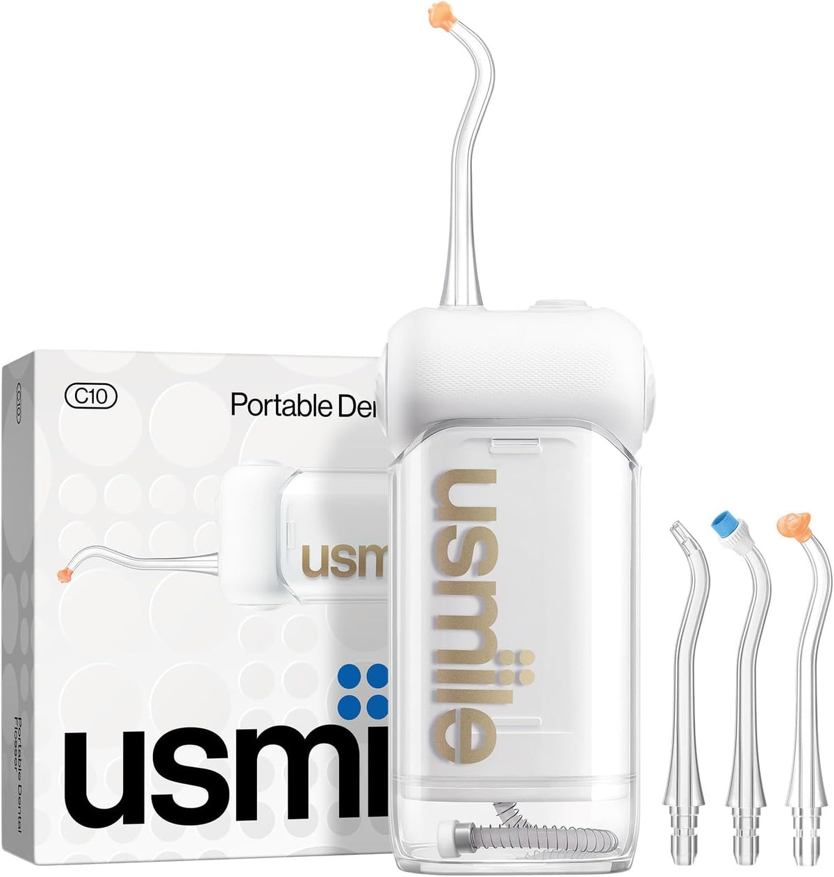 usmile C10 Portable Water Flosser – Travel-Friendly, 95-Day Battery, 4 Modes