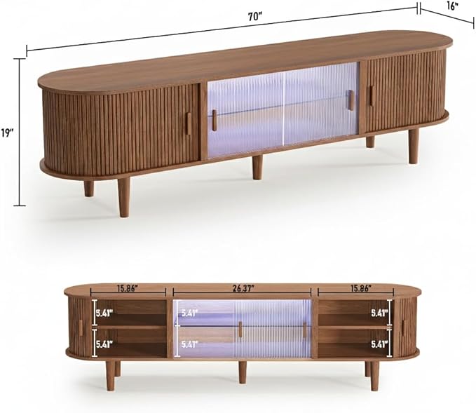 70" Fluted TV Stand with LED Lights