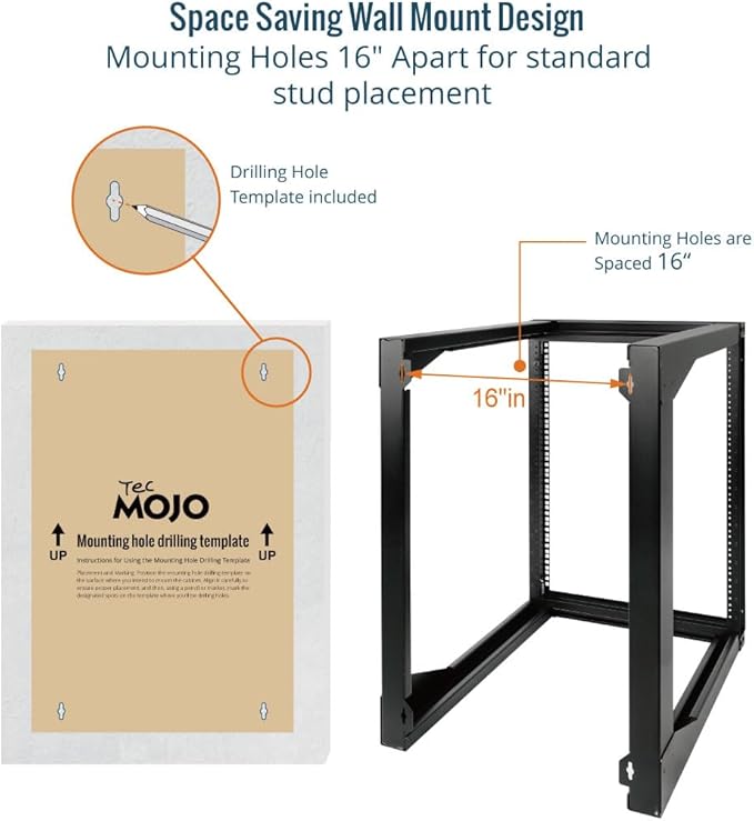 Tecmojo 15U Wall Mount Server Rack, Open Frame Network Rack