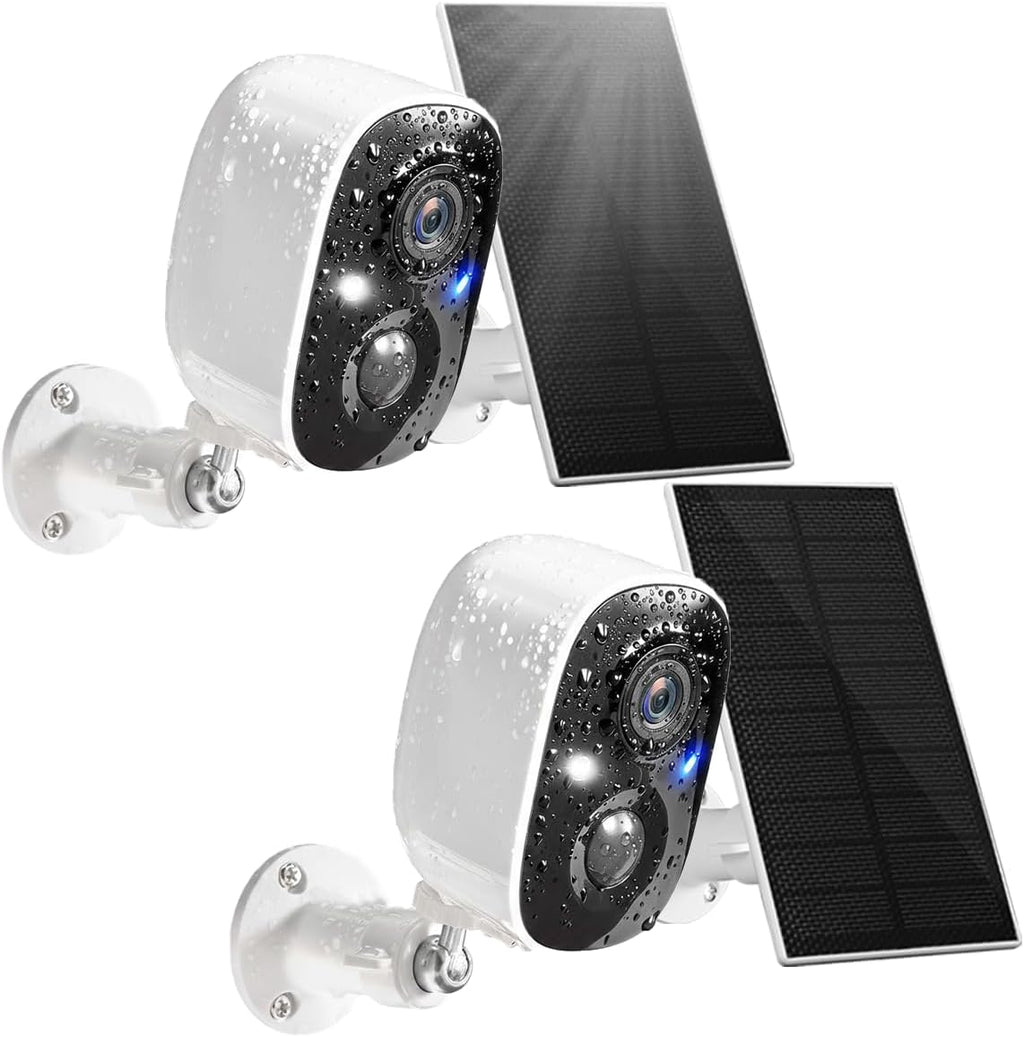 GMK 2 Pack Solar Camera System, Security Cameras Wireless Outdoor, 2K Video