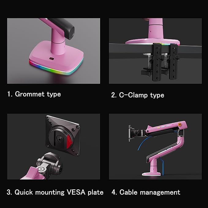 NB Gaming Monitor Arm or for 32 to 60 Inches Screen, Load up to 20 kg, VESA
