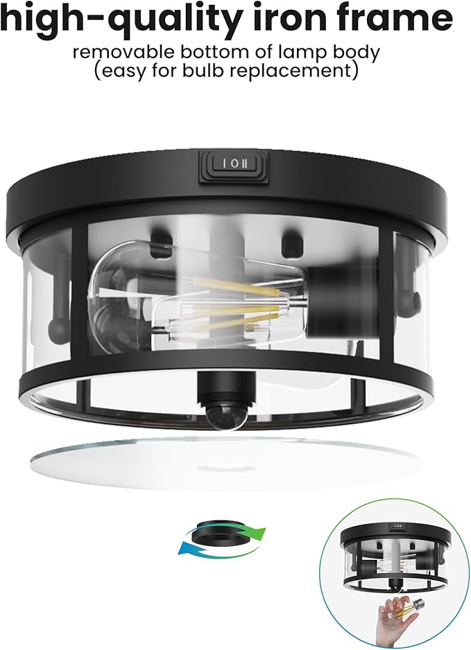 Craftersmark 2Pack Outdoor Flush Mount Ceiling Light 12.5In